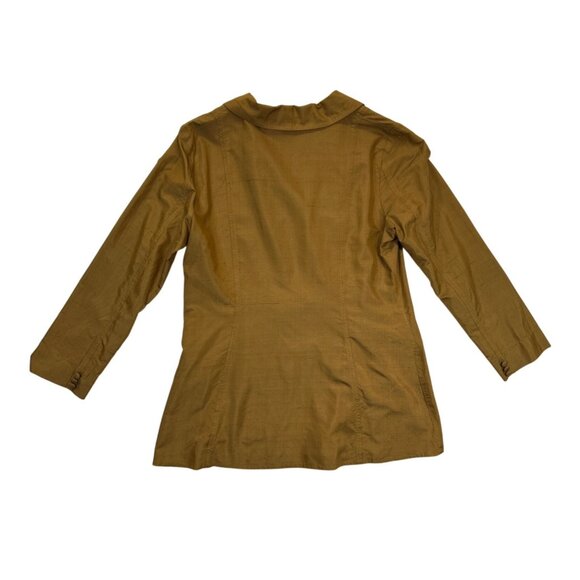 J.Jill‎ Blouse Womens Large Gold Brown 100% Silk Button-Up Long Sleeve Tunic - Picture 2 of 7